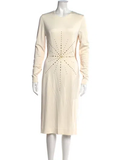 Pre-owned Tamara Mellon Crew Neck Midi Length Dress In Neutrals