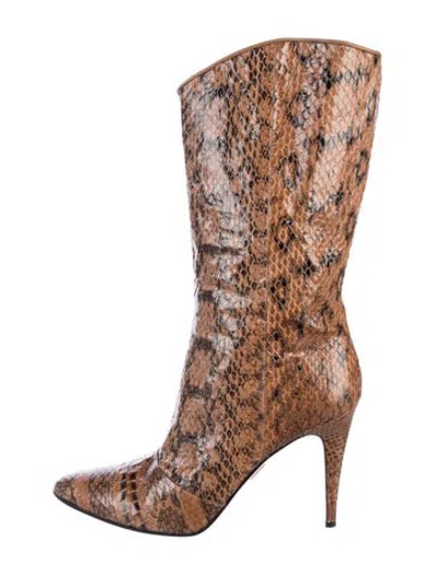 Pre-owned Tamara Mellon Leather Animal Print Boots In Brown