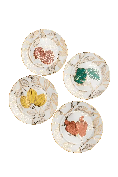 Tania Bulhões Dinner Plate Frutas Do Brasil Set Of Four In Multi