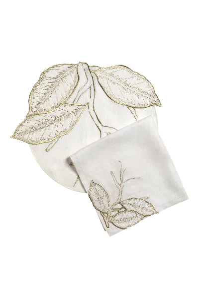 Tania Bulhões Placemat & Napkin Frutas Do Brasil Set Of Two In Gray
