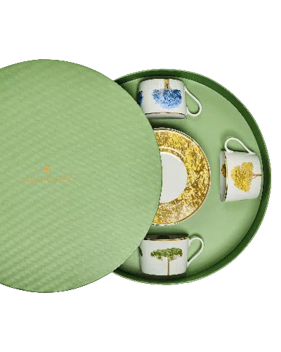 Tania Bulhões Tea Cup And Saucer Arvores Do Brasil Set Of Four In Green