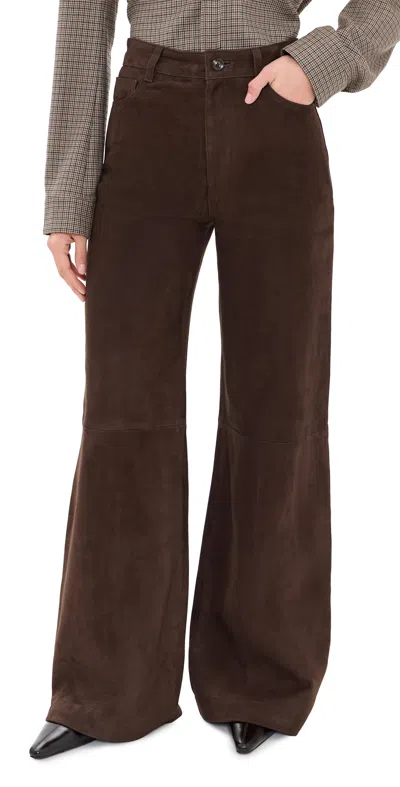 Tanya Taylor Angel Suede Pants Dark Fig In Brown