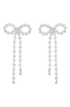 Tasha Crystal Bow Drop Earrings In Silver