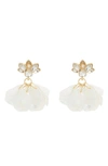 Tasha Imitation Pearl Flower Dangle Earrings In Gold/ Ivory