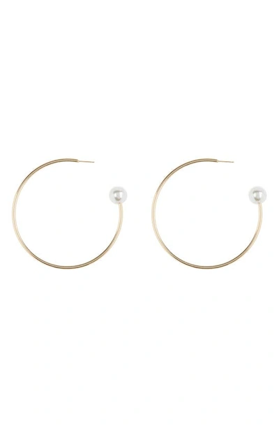 Tasha Imitation Pearl Hoop Earrings In Gold