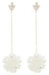 Tasha Resin Flower Drop Earrings In Gold/ Ivory