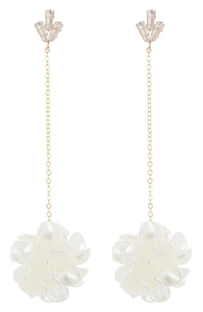 Tasha Resin Flower Drop Earrings In Gold/ Ivory
