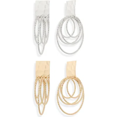 Tasha Set Of 2 Circle Drop Earrings In Gold-silver