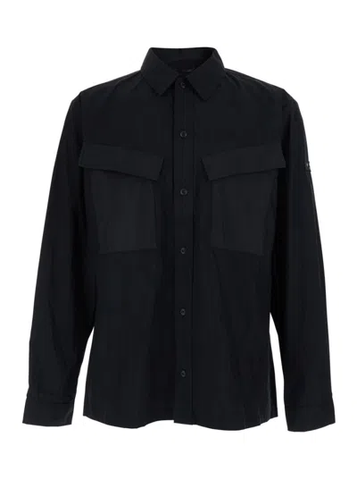 Tatras Black Regular Solid Overshirt In Blue