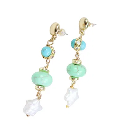 Taylor Reese Women's Green / Blue / White Turquoise + Chalcedony Stargazer Drop Earrings In Multi