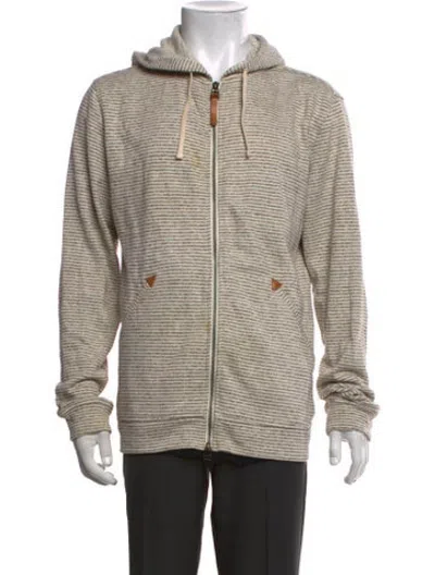 Pre-owned Taylor Stitch Striped Crew Neck Hoodie In Neutrals