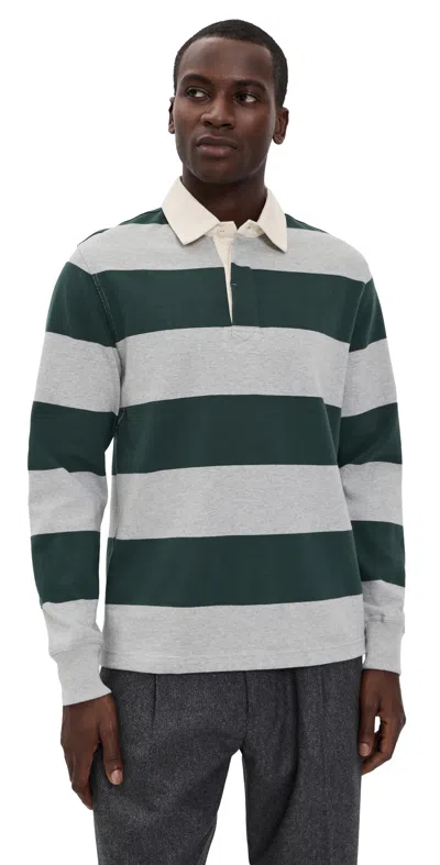 Taylor Stitch The Rugby Shirt Dark Forest Stripe In Green