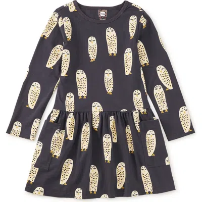 Tea Collection Long Sleeve Pocket Dress (toddler, Little Kid & Big Kid) In Black