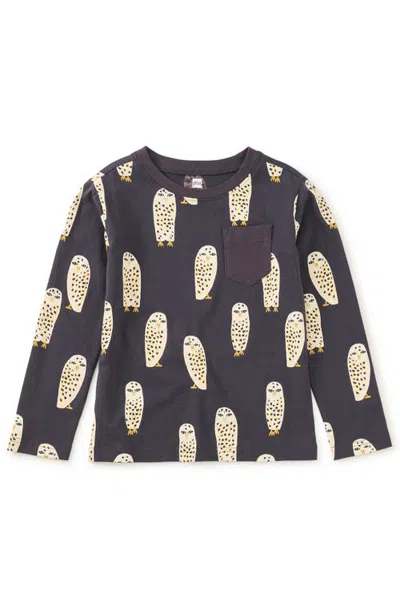 Tea Collection Long Sleeve Printed Pocket Tee (toddler, Little Kid, Big Kid) In Black