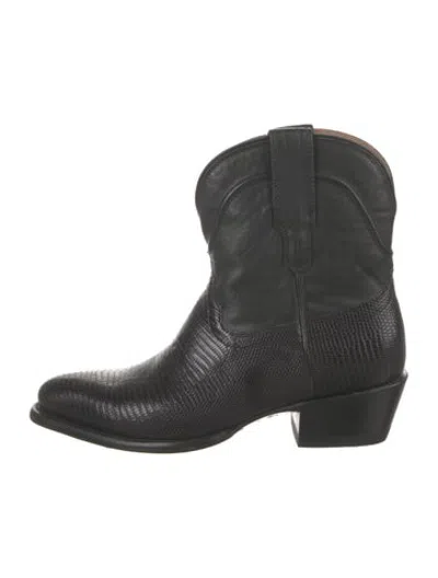 Pre-owned Tecovas Leather Animal Print Western Boots In Black