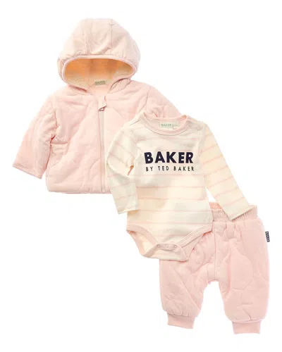Ted Baker 3pc Quilted Brushed Fleece Set In Pink
