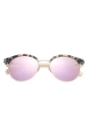 Ted Baker 54mm Round Sunglasses In Ivory Tortoise