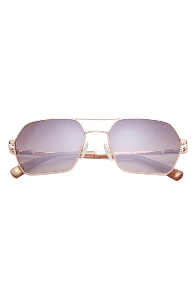 Ted Baker 56mm Geometric Sunglasses In Metallic