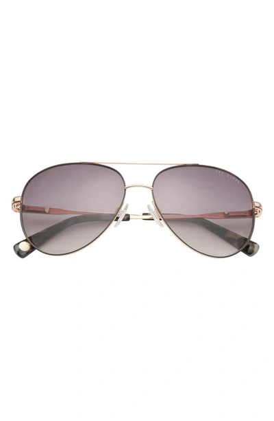 Ted Baker 57mm Full Rim Aviator Sunglasses In Metallic