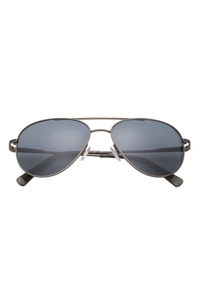 Ted Baker 57mm Polarized Aviator Sunglasses In Dark Gunmetal