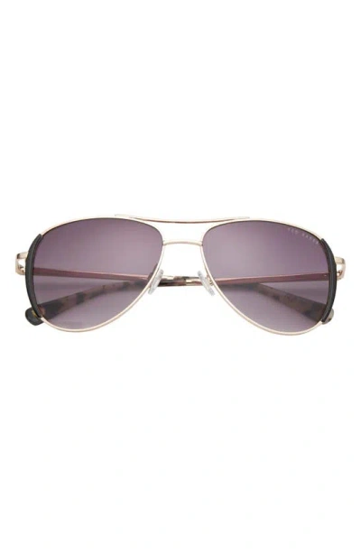 Ted Baker 58mm Full Rim Aviator Sunglasses In Purple