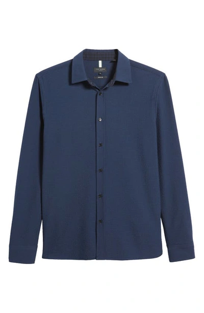 Ted Baker Allards Regular Fit Seersucker Button-up Shirt In Navy