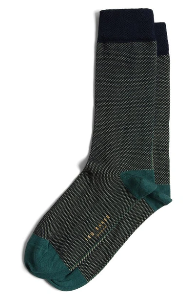 Ted Baker Cortex Micropattern Dress Socks In Dark Navy