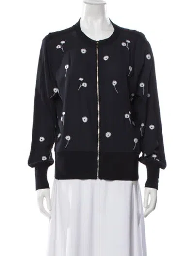 Pre-owned Ted Baker Floral Print Bomber Jacket In Blue