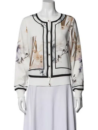 Pre-owned Ted Baker Floral Print Jacket In White