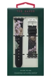 Ted Baker Floral Print Leather Apple Watch® Watchband In Black