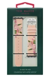 Ted Baker Floral Print Leather Apple Watch® Watchband In Pink