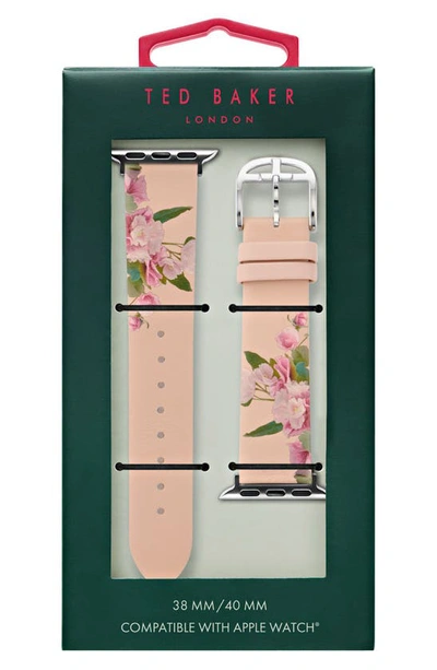 Ted Baker London Floral Print Leather Apple Watch® Watchband In Pink