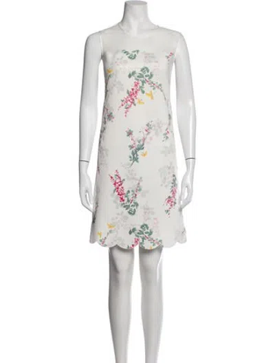 Pre-owned Ted Baker Floral Print Mini Dress In Neutrals