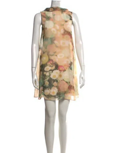 Pre-owned Ted Baker Floral Print Mini Dress In Neutrals