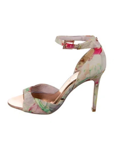 Pre-owned Ted Baker Floral Print Sandals In Pink