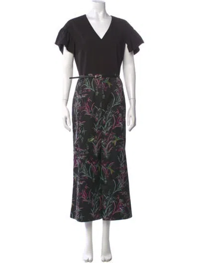 Pre-owned Ted Baker Floral Print V-neck Jumpsuit In Black
