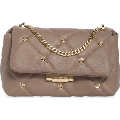 Ted Baker Ginette Faux Leather Quilted Crossbody Bag In Zinc Synthetic Pebble