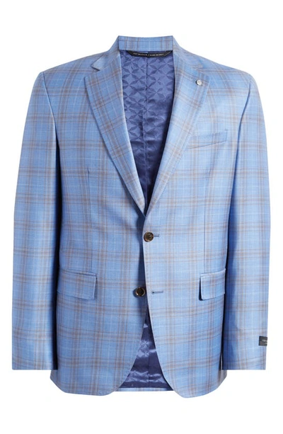 Ted Baker Jay Slim Fit Deco Plaid Wool Sport Coat In Medium Blue