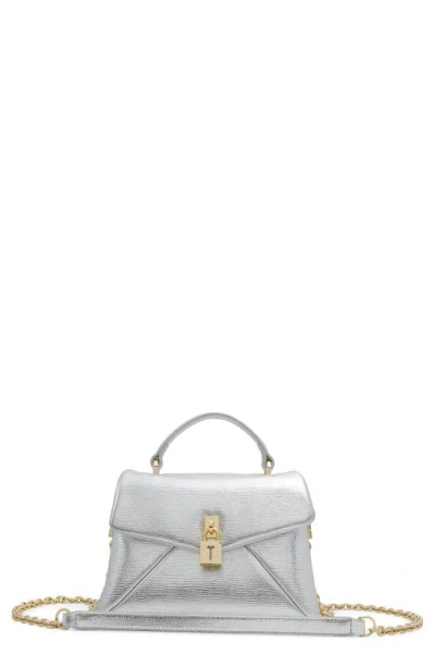 Ted Baker Lock Leather Satchel In Silver Metallic Leather