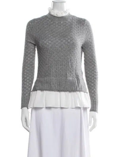 Pre-owned Ted Baker Patterned Mock Neck Sweater In Grey