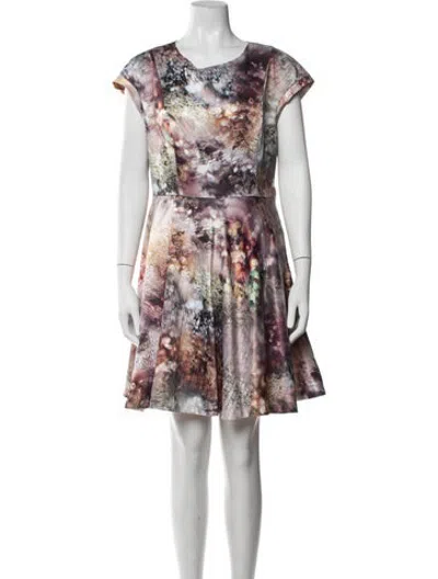 Pre-owned Ted Baker Printed Mini Dress In Neutrals