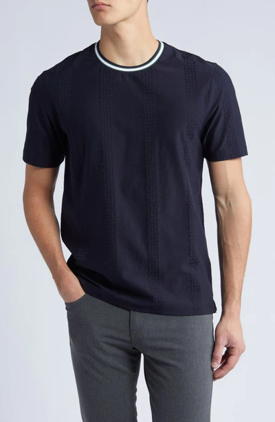 Ted Baker Rousel Textured Cotton Ringer T-shirt In Navy