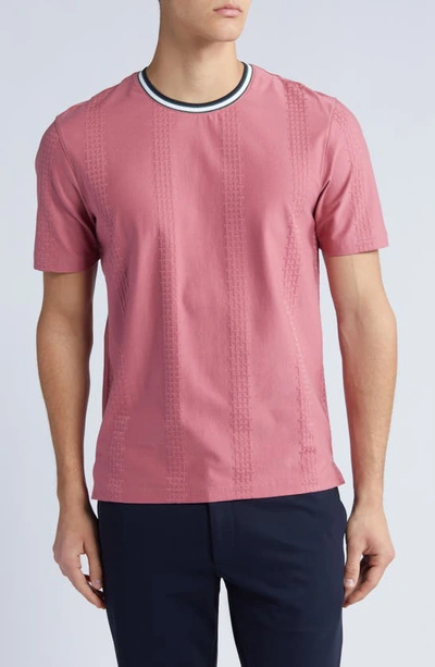 Ted Baker Rousel Textured Cotton Ringer T-shirt In Mid Pink