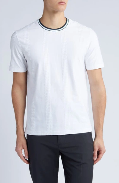 Ted Baker Rousel Textured Cotton Ringer T-shirt In White