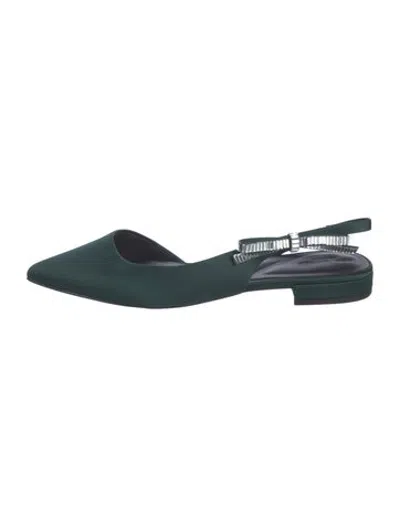 Pre-owned Ted Baker Satin Slingback Flats In Green