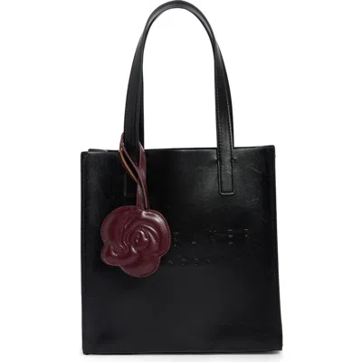Ted Baker Seacon Faux Leather Tote In Black Glossy Synthetic Shiny