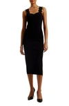 Ted Baker Sharmay Scallop Body-con Midi Dress In Black