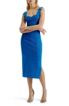 Ted Baker Sharmay Scallop Body-con Midi Dress In Mid-blue