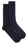 Ted Baker Sokkthr Pinstripe Dress Socks In Navy