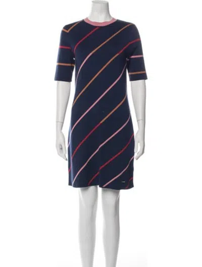 Pre-owned Ted Baker Striped Mini Dress In Blue